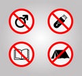 Prohibition Signs and Various warning sign icon Symbol Sign Isolate on White Background Royalty Free Stock Photo