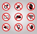 Prohibition Signs and Various warning sign icon Symbol Sign Isolate on White Background,Vector Illustration Royalty Free Stock Photo