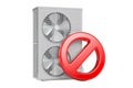 Prohibition symbol with Outdoor Compressor Multi-Zone Unit, Air Conditioner Royalty Free Stock Photo