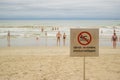 Prohibitive sign No Swimming at a beach
