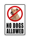 Prohibitory sign with text no dogs allowed