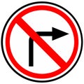 Prohibitory sign `Turn right prohibited.` Russia Royalty Free Stock Photo