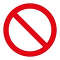 prohibitory sign, red crossed out circle symbol Royalty Free Stock Photo