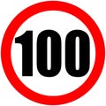 Prohibitory traffic Speed limit sign 100 km/h, Logo element illustration. symbol Royalty Free Stock Photo
