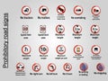 Prohibitory volume road traffic street sign, vector illustration collection isolated on white background for learning, education, Royalty Free Stock Photo