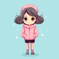 anime cute Girl Cartoon Character Vector