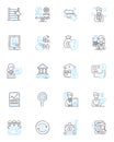 Project analytics linear icons set. Metrics, Analysis, Insights, Dashboards, Performance, Tracking, Reporting line