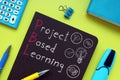 Project based learning PBL is shown using the text and graphs Royalty Free Stock Photo