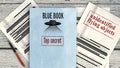 Project Blue Book. Ufo. Declassified documents and files, top secret files on a table