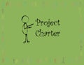 Project Charter text with green background and multi color team member images Royalty Free Stock Photo