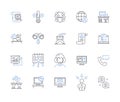 Project commencement line icons collection. Kickoff, Launch, Embark, Initiate, Begin, Start, Commencement vector and