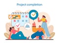 Project Completion in IT project management. Captures the moment of achieving milestones
