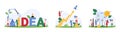 Project development, tiny people and robot build Idea, launch rocket, analyze chart set