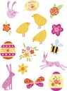 Cute Easter Icons Pattern Isolated on a white background Royalty Free Stock Photo