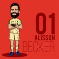 Digital art of worlds best and Liverpool FC goalkeeper Allison Becker