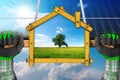 Project of Ecological House with Solar Panels Royalty Free Stock Photo