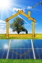 Project of Ecological House with Solar Panels Royalty Free Stock Photo