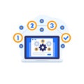 project execution vector icon with a laptop