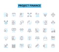 Project finance linear icons set. Funding, Investment, Capital, Risk, Debt, Equity, Cashflow line vector and concept Royalty Free Stock Photo