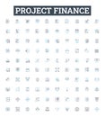 Project finance vector line icons set. Project, finance, financing, investment, debt, equity, cashflow illustration