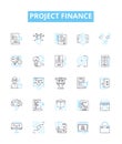 Project finance vector line icons set. Project, finance, financing, investment, debt, equity, cashflow illustration