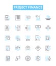 Project finance vector line icons set. Project, finance, financing, investment, debt, equity, cashflow illustration