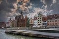 a rotating footbridge connecting the long seashore with the northern tip of the granary island in gdaÃâsk Royalty Free Stock Photo