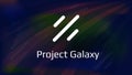 Project Galaxy GAL token cryptocurrency logo on dark colorful background. Credential infrastructure empowers brands to build