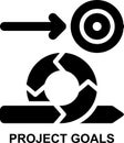 project goals, target, objective, goal, agile, project management solid glyph icon