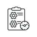 Project, icon in line design. Project, task, plan, timeline, goal, strategy, management on white background vector
