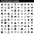 100 project icons set, simple style Royalty Free Stock Photo