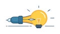 Project Idea Development: Lightbulb with Pen and Notebook, vector design Generative AI Royalty Free Stock Photo