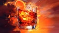 Warm-toned Digital Painting Of Alcohol Inspired By Water Movement