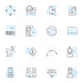 Project kickoff linear icons set. Planning, Strategy, Communication, Objectives, Scope, Deliverables, Resource