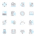 Project kickoff linear icons set. Planning, Strategy, Communication, Objectives, Scope, Deliverables, Resource