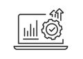 Project kpi productivity operation boost online icon on laptop computer screen line stroke outline vector graphic, web product Royalty Free Stock Photo