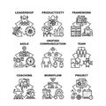 Project Leadership Set Icons Vector Illustrations