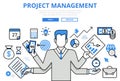 Project management business concept flat line art vector icons Royalty Free Stock Photo