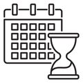 Project management calendar, hourglass, schedule vector icon illustration