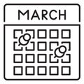 Project management calendar, march vector icon illustration