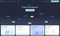 Project Management Dashboard with Charts and Graphs in Dark Blue Theme UI for Data Analytics Monitoring Task Management System Royalty Free Stock Photo