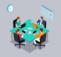 Project management and financial report strategy. Consulting team. Collaboration concept with collaborative people. Isometric Royalty Free Stock Photo