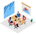 Project management and financial report strategy. Consulting team. Collaboration concept with collaborative people. Isometric