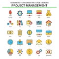 Project Management Flat Line Icon Set - Business Concept Icons D