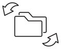 Project management folders, arrows, data synchronization vector icon illustration