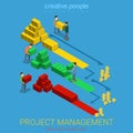 Project management Gantt diagram staff flat vector isometric 3d