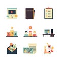 Project management icon. Business product planning record keeping analysis web team vector colored symbols