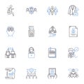 Project management and implementation line icons collection. Planning, Execution, Deliverables, Timeline, Resources