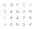 Project management line icons collection. Planning, Scheduling, Coordinating, Execution, Leadership, Communication