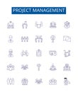 Project management line icons signs set. Design collection of Project, Management, Planning, Scheduling, Organizing